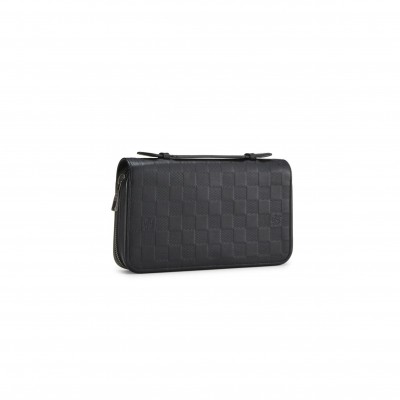LOUIS VUITTON BLACK DAMIER INFINI ZIPPY XL M61254 (22*13.5*4cm) 